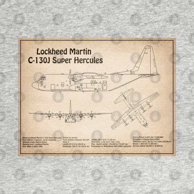 C-130 Hercules - Airplane Blueprint -  SD by SPJE Illustration Photography